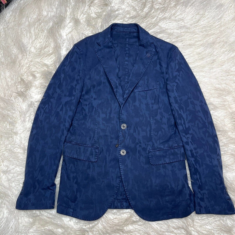 51 CINQUANTUNO ANGELO NARDELLI BLUE CAMO BLAZER / SPORTS JACKET SIZE 44